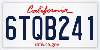 CA license plate 6TQB241