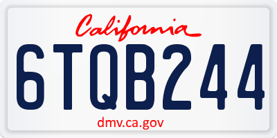 CA license plate 6TQB244