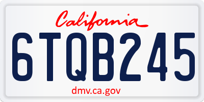 CA license plate 6TQB245