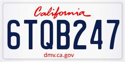 CA license plate 6TQB247