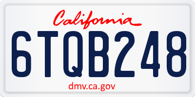 CA license plate 6TQB248