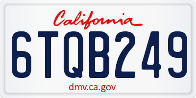 CA license plate 6TQB249