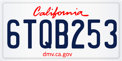 CA license plate 6TQB253