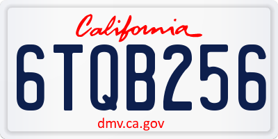 CA license plate 6TQB256