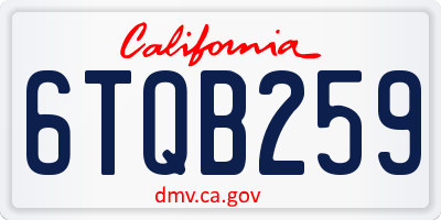 CA license plate 6TQB259