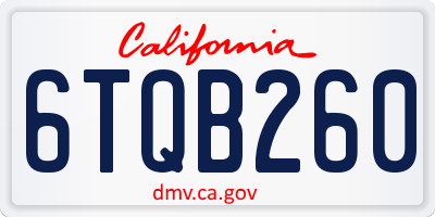 CA license plate 6TQB260