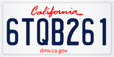 CA license plate 6TQB261