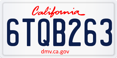 CA license plate 6TQB263