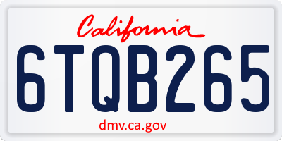 CA license plate 6TQB265