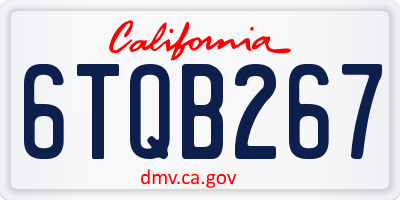 CA license plate 6TQB267