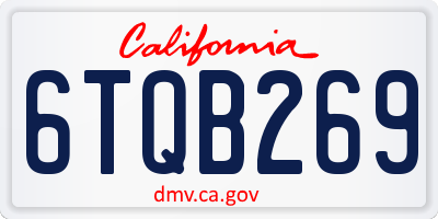 CA license plate 6TQB269