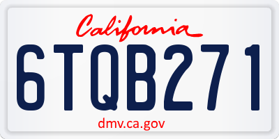 CA license plate 6TQB271