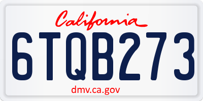 CA license plate 6TQB273