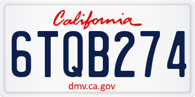 CA license plate 6TQB274