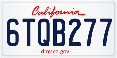 CA license plate 6TQB277