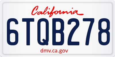 CA license plate 6TQB278