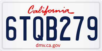 CA license plate 6TQB279