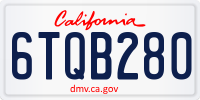 CA license plate 6TQB280