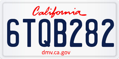 CA license plate 6TQB282