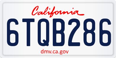 CA license plate 6TQB286