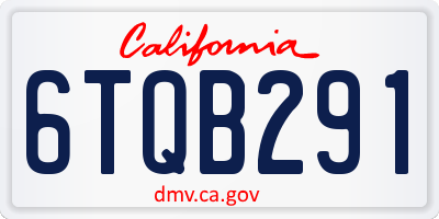 CA license plate 6TQB291