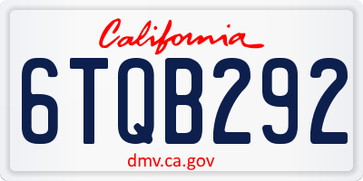 CA license plate 6TQB292