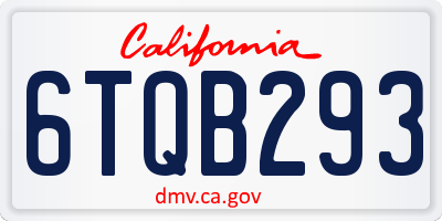 CA license plate 6TQB293