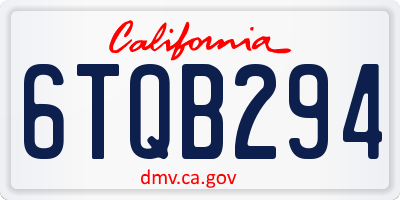 CA license plate 6TQB294