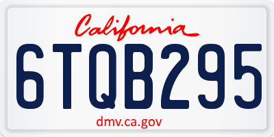 CA license plate 6TQB295