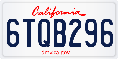 CA license plate 6TQB296