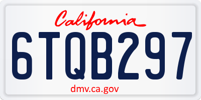 CA license plate 6TQB297