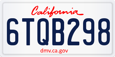 CA license plate 6TQB298