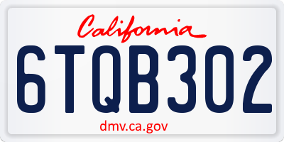 CA license plate 6TQB302