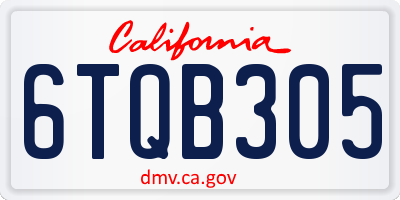 CA license plate 6TQB305