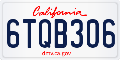 CA license plate 6TQB306