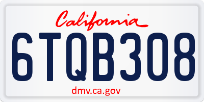 CA license plate 6TQB308