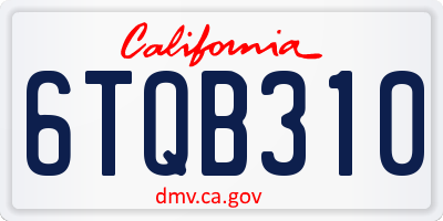 CA license plate 6TQB310