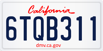 CA license plate 6TQB311