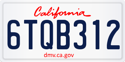 CA license plate 6TQB312