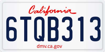 CA license plate 6TQB313