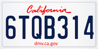 CA license plate 6TQB314