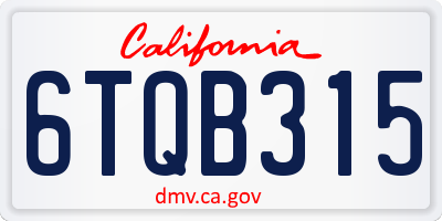 CA license plate 6TQB315