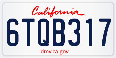 CA license plate 6TQB317