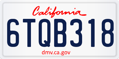 CA license plate 6TQB318