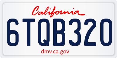 CA license plate 6TQB320