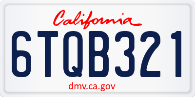 CA license plate 6TQB321