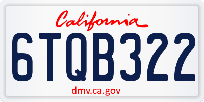 CA license plate 6TQB322