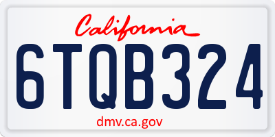 CA license plate 6TQB324