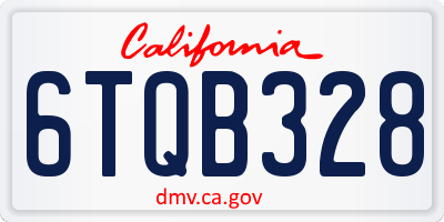 CA license plate 6TQB328