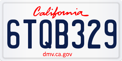 CA license plate 6TQB329